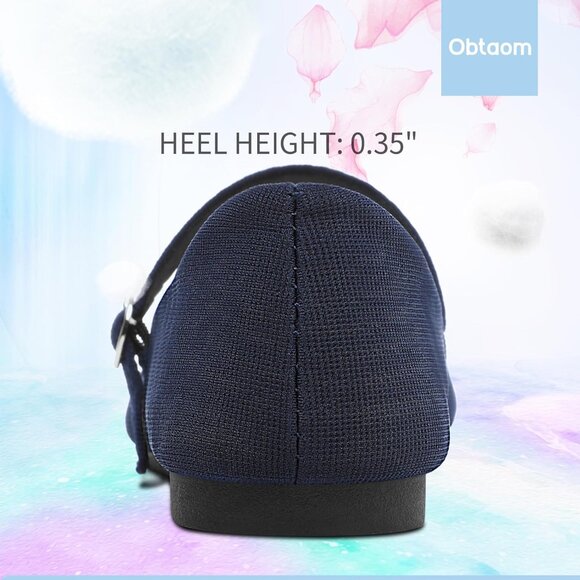 Obtaom Women Blue Polyester Round Toe Comfortable Classic Strap Ballet Flat - Picture 4 of 6